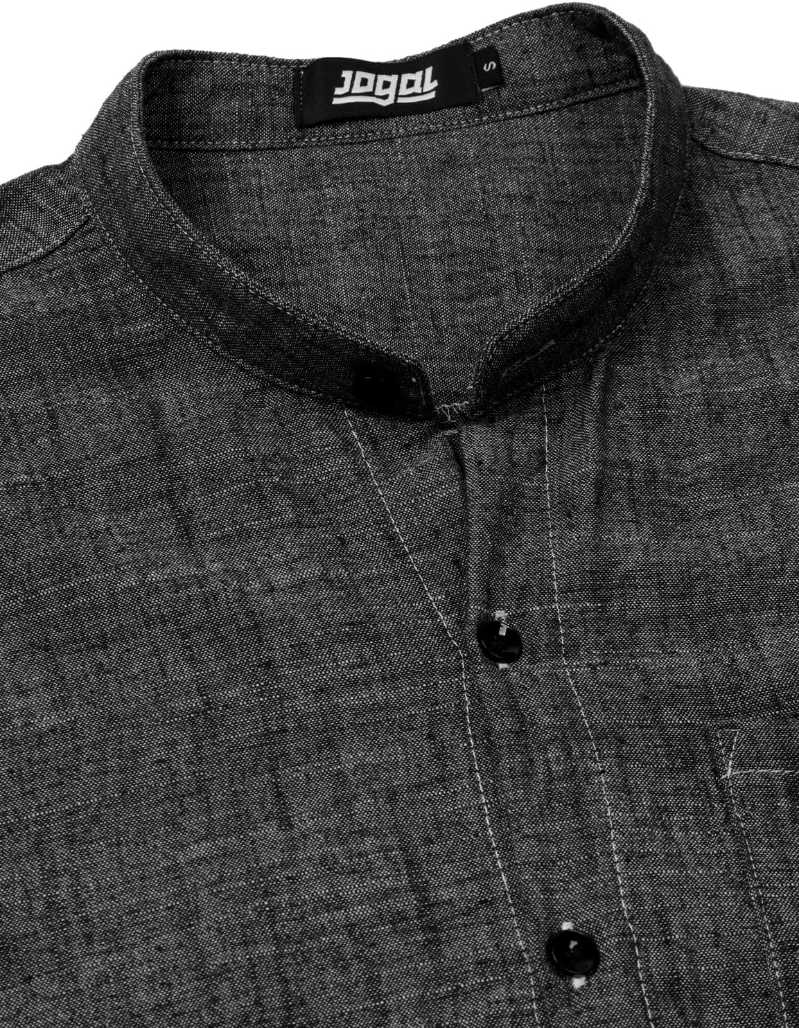 Cotton Linen Band Collar Shirt