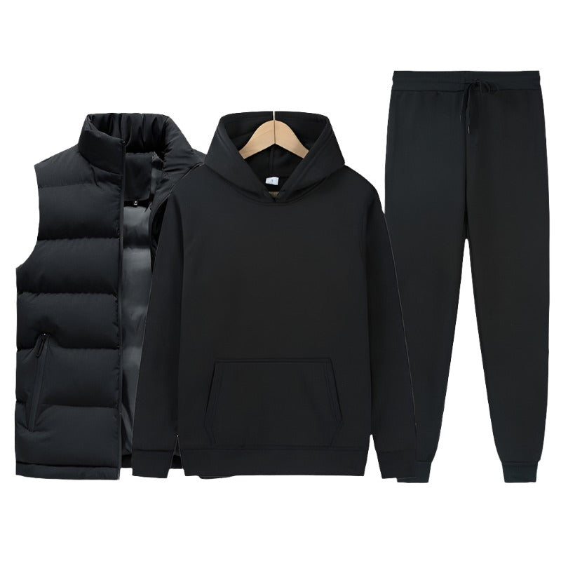 Men Vest + Hoodies + Pants 3 Piece Tracksuit Set