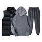 Men Vest + Hoodies + Pants 3 Piece Tracksuit Set