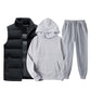 Men Vest + Hoodies + Pants 3 Piece Tracksuit Set