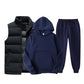 Men Vest + Hoodies + Pants 3 Piece Tracksuit Set