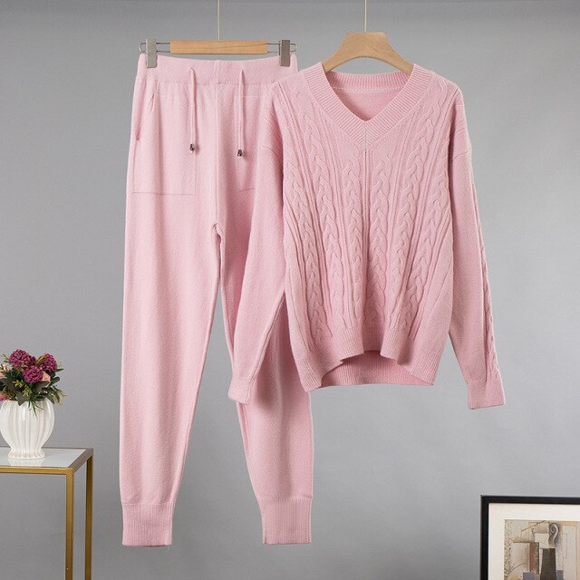 2 Piece Sets Cashmere Tracksuits Thick