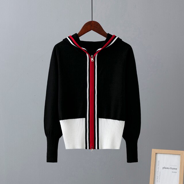 Women’s Stripe Color Block Short Sweater Long Sleeve