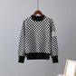 Plaid Women Pullovers And Sweaters O Neck